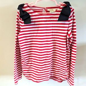 *** Kate Spade Red and white bow long sleeve shirt Medium